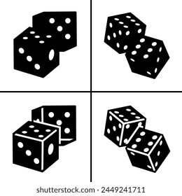 Vector black and white illustration of dice icon for business. Stock vector design.