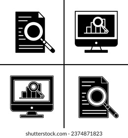 Vektorschwarz-weiße Illustration von Digital-Marketing Symbol für Unternehmen. Stock-Vektordesign.