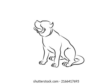 Ilustración vectorial en blanco y negro de un perro aislado en un fondo blanco.