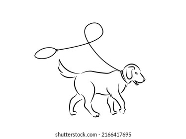 Vector black and white illustration of a  dog isolated on a white background.