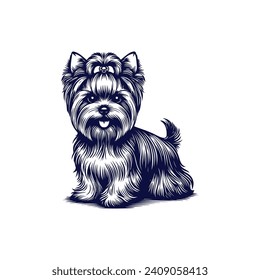 Ilustración vectorial en blanco y negro de un perro llamado yorkshire terrier