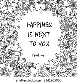 Vector black and white illustration of doodle colors for coloring