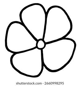 Vector black and white illustration of a doodle flower.