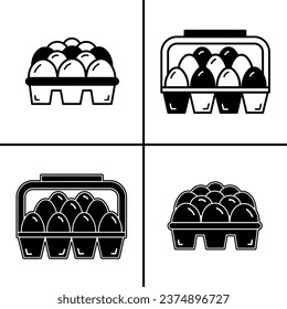 Vector black and white illustration of egg icon for business. Stock vector design.