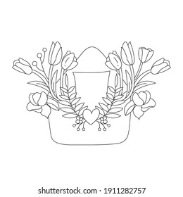 Vector black and white illustration of an envelope with a letter and flowers. Sketch for coloring antistress for adults and children.
Suitable for International Women's Day, Mother's Day, Valentine's.