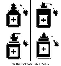 Ilustración vectorial en blanco y negro del ícono médico del equipo para empresas. Diseño vectorial de material.