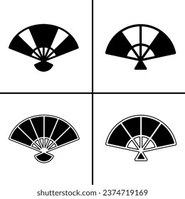 Vector black and white illustration of fan icon for business. Stock vector design.