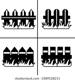 Vector black and white illustration of fence icon for business. Stock vector design.