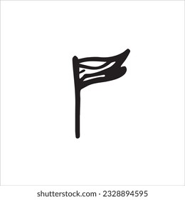 Vector black and white illustration of a flag in a doodle style. Fluttering proudly, this doodled flag represents unity, identity, and a sense of belonging. Let it symbolize strength and honor.