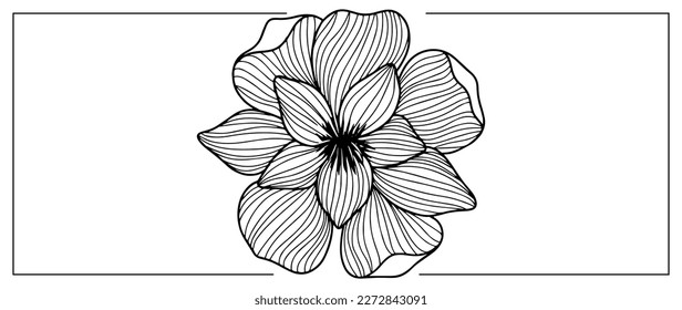 Vector black and white illustration with a flower for textiles, covers, designs, presentations
