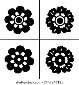 Vector black and white illustration of flower icon for business. Stock vector design.