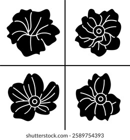 Vector black and white illustration of flower icon for business. Stock vector design.