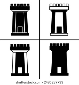 Vector black and white illustration of fortress icon for business. Stock vector design.