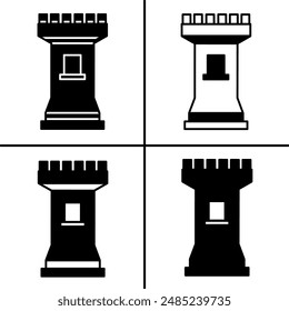 Vector black and white illustration of fortress icon for business. Stock vector design.