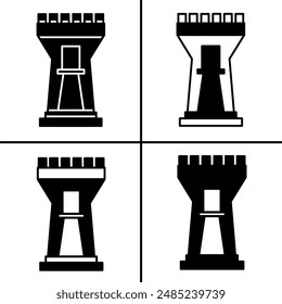 Vector black and white illustration of fortress icon for business. Stock vector design.