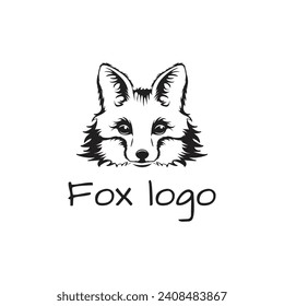 Ilustración vectorial en blanco y negro de un zorro de estilo minimalista. Se puede usar para el logotipo e imprimir en cualquier fondo