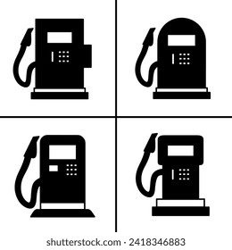 Vector black and white illustration of gas station icon for business. Stock vector design.