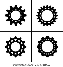 Icono vectorial en blanco y negro de los engranajes para empresas. Diseño vectorial de material.