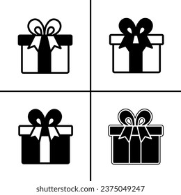 Ilustración vectorial en blanco y negro del icono de caja de regalo para empresas. Diseño vectorial de material.