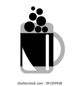Vector black and white illustration of glass with beer, isolated on the white background. Series of Food and Drink Object, Icons and Illustrations.