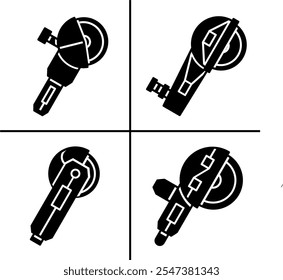 Vector black and white illustration of grinding machine icon. Stock vector design.