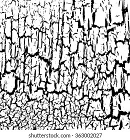 Vector black and white illustration with grunge cracked texture. 