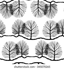 Vector black and white illustration hand drawn flower. Graphic leaves.