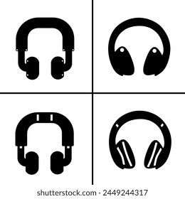 Ilustración en blanco y negro de Vector del ícono de auriculares para negocios. Diseño de Vector estándar.