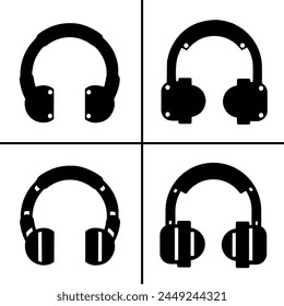 Vector black and white illustration of headset icon for business. Stock vector design.
