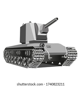 Ilustración vectorial en blanco y negro de tanque pesado. Ilustración vectorial.
