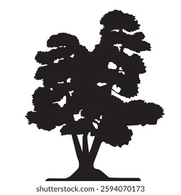 vector black and white illustration with the image of a large lonely standing tree, for the design of your designs on a natural and ecological theme