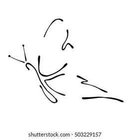 Vector black and white  illustration of insect. Butterfly isolated on the white background. Hand drawn contour lines and strokes. Decorative logo, icon, sign. Graphic vector illustration. 