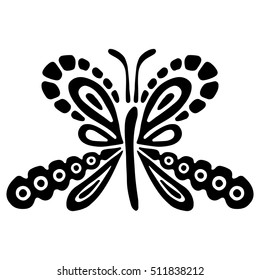 Vector black and white  illustration of insect. Butterfly isolated on the white background. Hand drawn decorative vector logo, icon, sign, tattoo. Graphic vector illustration. 