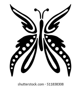 Vector black and white  illustration of insect. Butterfly isolated on the white background. Hand drawn decorative vector logo, icon, sign, tattoo. Graphic vector illustration. 