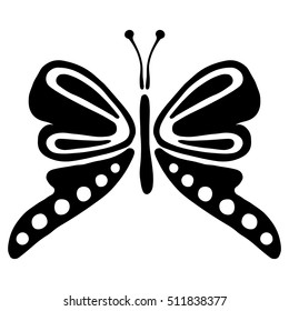 Vector black and white  illustration of insect. Butterfly isolated on the white background. Hand drawn decorative vector logo, icon, sign, tattoo. Graphic vector illustration. 