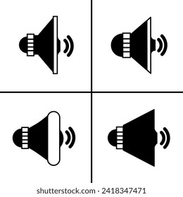 Vector black and white illustration of loudspeaker icon for business. Stock vector design.