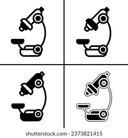 Vector black and white illustration of microscope icon for business. Stock vector design.