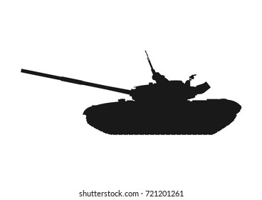 Vector black and white illustration of modern heavy tank.