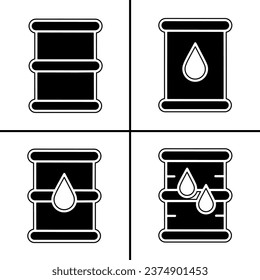 Vector black and white illustration of oil barrel icon for business. Stock vector design.
