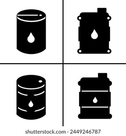 Vector black and white illustration of oil barrel icon for business. Stock vector design.