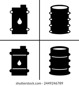 Vector black and white illustration of oil barrel icon for business. Stock vector design.