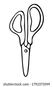 Ilustración vectorial en blanco y negro: tijeras de papel