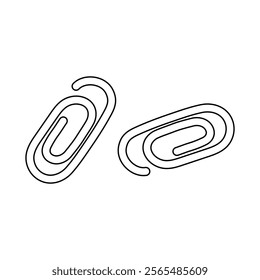 Vector black and white illustration of paper clips on a white background.