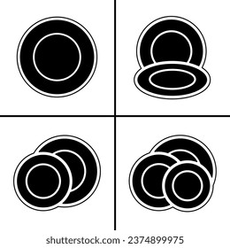 Vector black and white illustration of plate icon for business. Stock vector design.