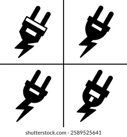 Vector black and white illustration of plugs icon for business. Stock vector design.