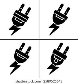 Vector black and white illustration of plugs icon for business. Stock vector design.