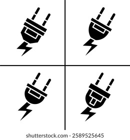 Vector black and white illustration of plugs icon for business. Stock vector design.