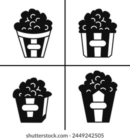 Vector black and white illustration of popcorn icon for business. Stock vector design.