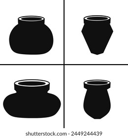 Vector black and white illustration of potted icon for business. Stock vector design.