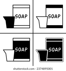 Vector black and white illustration of powder soap icon for business. Stock vector design.
